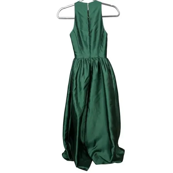 Alfred Sung Emerald Green Satin Gown Dress XS (No Size Tag) - Picture 3 of 6